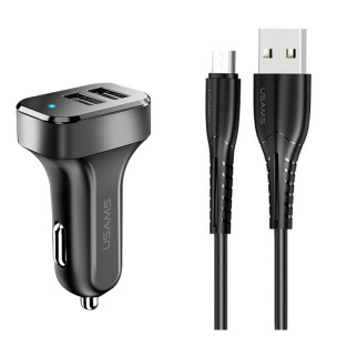 АЗП Usams C13 2.1A Dual USB + U35 Micro USB cable (1m) Чорний - Інтернет-магазин спільних покупок ToGether