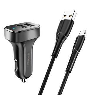 АЗП Usams C13 2.1A Dual USB + U35 Type-C cable (1m) Чорний - Інтернет-магазин спільних покупок ToGether