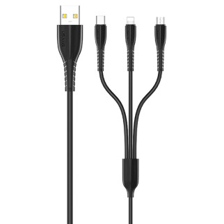 Дата кабель Usams US-SJ367 U35 3in1 USB to Combo 2A (1m) Чорний - Інтернет-магазин спільних покупок ToGether