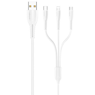 Дата кабель Usams US-SJ367 U35 3in1 USB to Combo 2A (1m) Білий - Інтернет-магазин спільних покупок ToGether