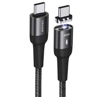 Дата кабель USAMS US-SJ466 U58 Type-C to Type-C 100W PD Fast Charge Magnetic Data Cable (1.5m) Чорний - Інтернет-магазин спільних покупок ToGether