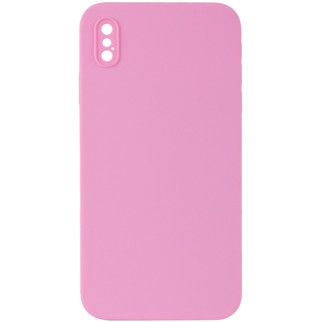 Чохол Silicone Case Square Full Camera Protective (AA) для Apple iPhone XS / X (5.8") Рожевий / Light pink - Інтернет-магазин спільних покупок ToGether
