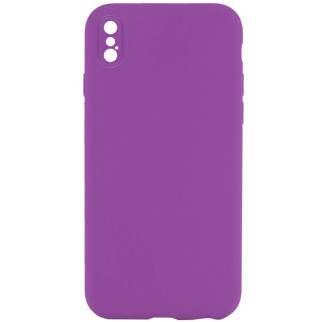Чохол Silicone Case Square Full Camera Protective (AA) для Apple iPhone XS / X (5.8") Фіолетовий / Grape - Інтернет-магазин спільних покупок ToGether