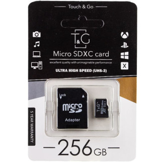 Карта пам'яті T&G microSDXC (UHS-3) 256 GB class 10 (з адаптером) Чорний - Інтернет-магазин спільних покупок ToGether