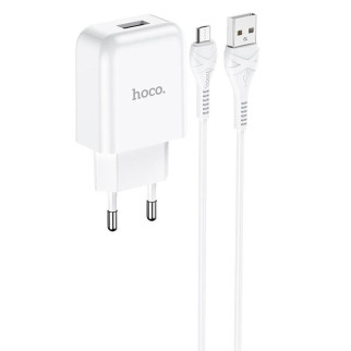 МЗП HOCO N2 (1USB/2.1A) + USB - MicroUSB Білий - Інтернет-магазин спільних покупок ToGether