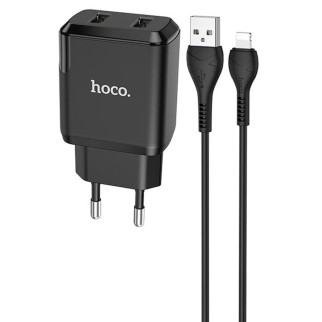 МЗП HOCO N7 (2USB/2,1A) + USB - Lightning Чорний - Інтернет-магазин спільних покупок ToGether