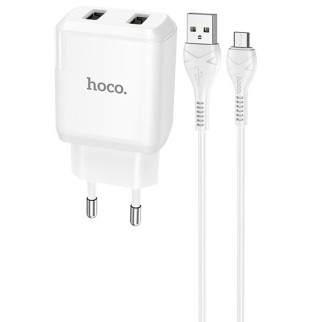 МЗП HOCO N7 (2USB/2,1A) + USB - MicroUSB Білий - Інтернет-магазин спільних покупок ToGether