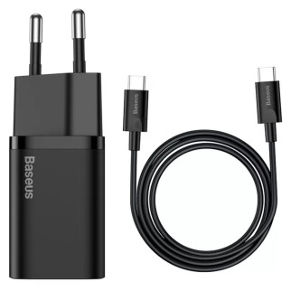 МЗП Baseus Super Si Quick Charger 1C 25W + Cable Type-C to Type-C 3A (1m) (TZCCSUP-L) Чорний - Інтернет-магазин спільних покупок ToGether