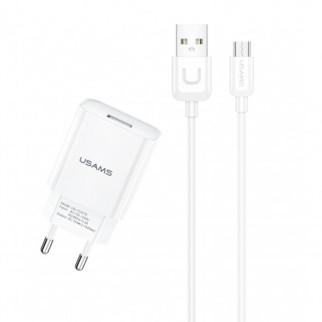 МЗП USAMS T21 Charger kit - T18 single USB + Uturn MicroUSB cable Білий - Інтернет-магазин спільних покупок ToGether