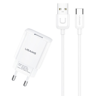 МЗП USAMS T21 Charger kit - T18 single USB + Uturn Type-C cable Білий - Інтернет-магазин спільних покупок ToGether