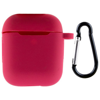 Силіконовий футляр New з карабіном для навушників Airpods 1/2 Червоний / Rose Red - Інтернет-магазин спільних покупок ToGether