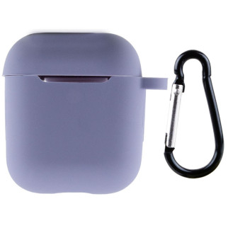 Силіконовий футляр New з карабіном для навушників Airpods 1/2 Сірий / Lavender Gray - Інтернет-магазин спільних покупок ToGether