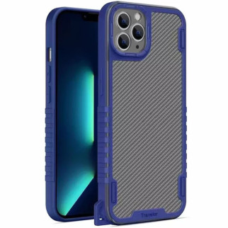 Чохол TPU+PC TRAVEL Carbon для Apple iPhone 12 Pro Max (6.7") Синій - Інтернет-магазин спільних покупок ToGether