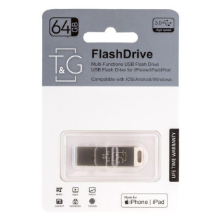 Флеш-драйв T&G 008 Metal series USB 3.0 - Lightning 64GB Срібний - Інтернет-магазин спільних покупок ToGether