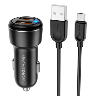 АЗП Borofone BZ17 QC3.0 (2USB/3A) + MicroUSB Чорний - Інтернет-магазин спільних покупок ToGether