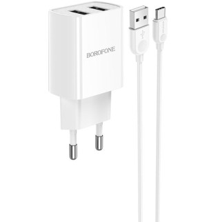 МЗП Borofone BA53A Powerway (2USB/2.1A) + Type-C Білий - Інтернет-магазин спільних покупок ToGether