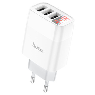 МЗП Hoco C93A Easy charge 3-port digital display charger Білий - Інтернет-магазин спільних покупок ToGether