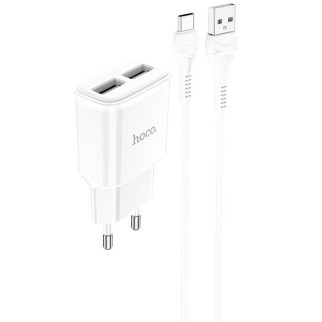 МЗП HOCO C88A (2USB/2.4A) + Type-C Білий - Інтернет-магазин спільних покупок ToGether