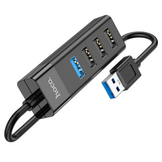 Перехідник Hoco HB25 Easy mix 4in1 (USB to USB3.0+USB2.0*3) Чорний - Інтернет-магазин спільних покупок ToGether