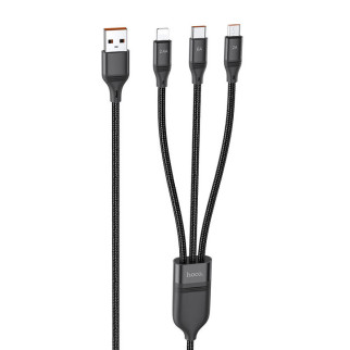 Дата кабель Hoco U104 Ultra 6A 3in1 Lightning -MicroUSB-Type-C (1.2m) Чорний - Інтернет-магазин спільних покупок ToGether