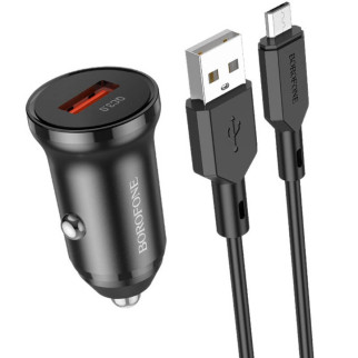 АЗП Borofone BZ18 QC3.0 + MicroUSB Чорний - Інтернет-магазин спільних покупок ToGether