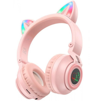 Накладні бездротові навушники BOROFONE BO18 Cat ear Рожевий - Інтернет-магазин спільних покупок ToGether