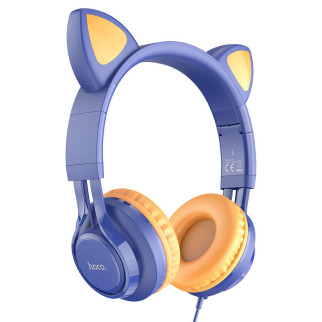 Накладні навушники Hoco W36 Cat ear (3.5mm/1.2m) Midnight Blue - Інтернет-магазин спільних покупок ToGether