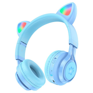 Накладні бездротові навушники Hoco W39 Cat ear Blue - Інтернет-магазин спільних покупок ToGether