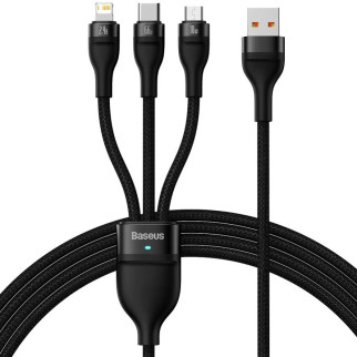 Дата кабель Baseus Flash Series 2 USB to MicroUSB-Lightning-Type-C 66W (1.2m) (CASS04000) Black - Інтернет-магазин спільних покупок ToGether