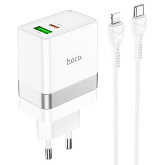 МЗП Hoco N21 Topspeed PD30W+QC3.0 (1USB/1Type-C/3A) + Type-C to Lightning Білий - Інтернет-магазин спільних покупок ToGether