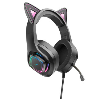 Накладні навушники Hoco W107 Cute cat (USB+3.5mm/2m) Phantom Cat - Інтернет-магазин спільних покупок ToGether