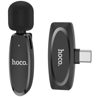 Петличний бездротовий мікрофон Hoco L15 Crystal Type-C Black - Інтернет-магазин спільних покупок ToGether
