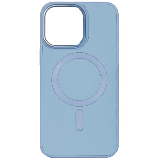 Шкіряний чохол Bonbon Leather Metal Style with MagSafe для Apple iPhone 14 (6.1") Блакитний / Mist blue - Інтернет-магазин спільних покупок ToGether