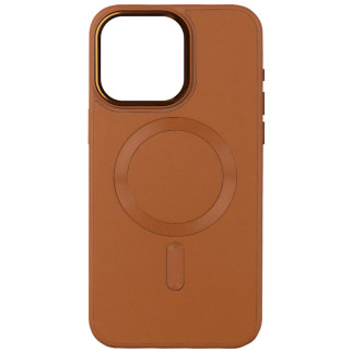 Шкіряний чохол Bonbon Leather Metal Style with MagSafe для Apple iPhone 14 (6.1") Коричневий / Brown - Інтернет-магазин спільних покупок ToGether
