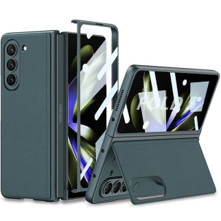 Шкіряний чохол GKK 360 + Glass з підставкою для Samsung Galaxy Z Fold5 Gray / Green - Інтернет-магазин спільних покупок ToGether