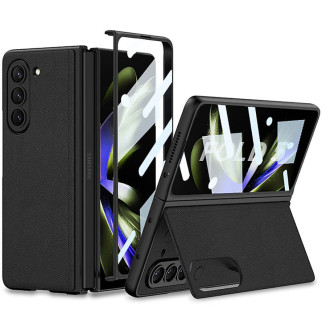 Шкіряний чохол GKK 360 + Glass з підставкою для Samsung Galaxy Z Fold5 Black - Інтернет-магазин спільних покупок ToGether