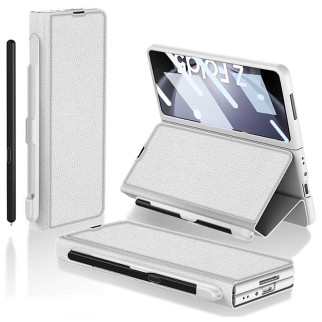 Шкіряний чохол-книжка GKK Leather Wallet with slot pen для Samsung Galaxy Z Fold5 Silver - Інтернет-магазин спільних покупок ToGether