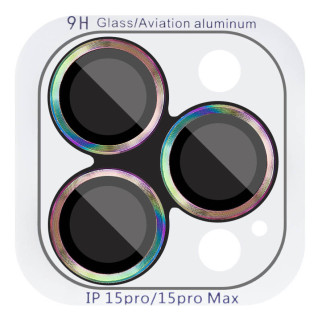 Захисне скло Metal Classic на камеру (в упак.) для Apple iPhone 15 Pro (6.1") / 15 Pro Max (6.7") Бузковий / Rainbow - Інтернет-магазин спільних покупок ToGether
