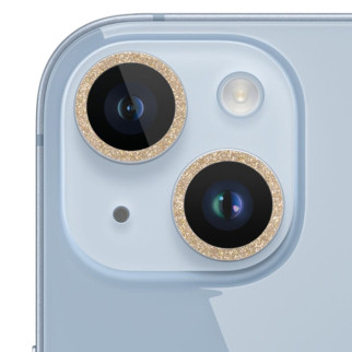 Захисне скло Metal Sparkles на камеру (в упак.) для Apple iPhone 15 (6.1") / 15 Plus (6.7") Золотий / Gold - Інтернет-магазин спільних покупок ToGether