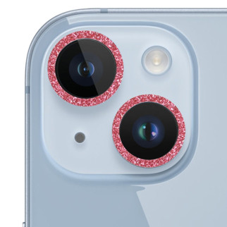 Захисне скло Metal Sparkles на камеру (в упак.) для Apple iPhone 15 (6.1") / 15 Plus (6.7") Червоний / Red - Інтернет-магазин спільних покупок ToGether