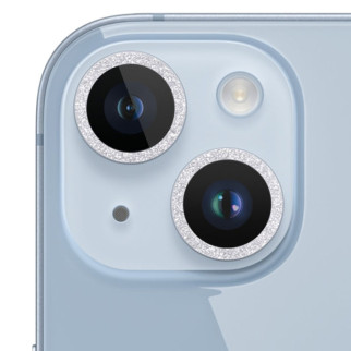 Захисне скло Metal Sparkles на камеру (в упак.) для Apple iPhone 15 (6.1") / 15 Plus (6.7") Срібний / Silver - Інтернет-магазин спільних покупок ToGether
