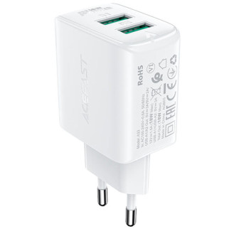МЗП Acefast A33 QC18W (USB-A+USB-A) dual port White - Інтернет-магазин спільних покупок ToGether