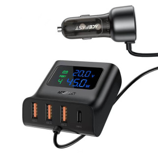 АЗП Acefast B11 138W Car Charger Splitter with Digital Display Black - Інтернет-магазин спільних покупок ToGether