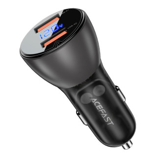 АЗП Acefast B7 metal car charger 45W (USB-A + USB-A) with digital display Transparent black - Інтернет-магазин спільних покупок ToGether