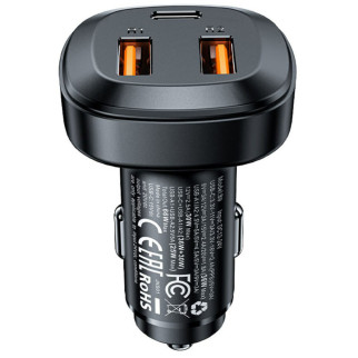 АЗП Acefast B9 66W (2USB-A+USB-C) three port metal car charger Black - Інтернет-магазин спільних покупок ToGether