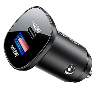 АЗП Acefast B1 mini 38W (USB-C+USB-A) dual-port metal car charger Black - Інтернет-магазин спільних покупок ToGether