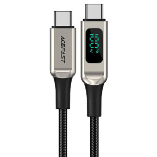 Дата кабель Acefast C6-03 USB-C to USB-C 100W zinc alloy digital display braided (2m) Silver - Інтернет-магазин спільних покупок ToGether