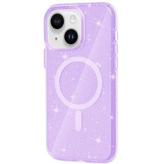 Чохол TPU Galaxy Sparkle (MagFit) для Apple iPhone 13 / 14 (6.1") Purple+Glitter - Інтернет-магазин спільних покупок ToGether