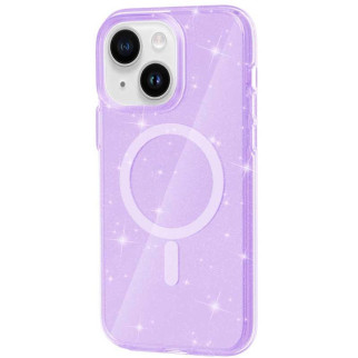 Чохол TPU Galaxy Sparkle (MagFit) для Apple iPhone 15 (6.1") Purple+Glitter - Інтернет-магазин спільних покупок ToGether