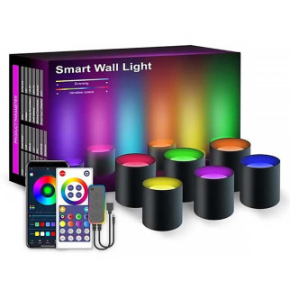 Настінна LED лампа RGB Intelligent wall lamp 6 pcs with Bluetooth European plug with app Black - Інтернет-магазин спільних покупок ToGether